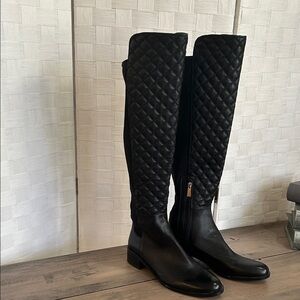 Vince Camuto Black Quilted Over-the-Knee Riding Boots